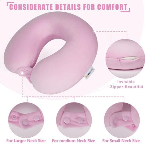 SAIREIDER Travel Neck Pillow 100% Memory Foam, Airplane Rest Prevents Head from - Image 5