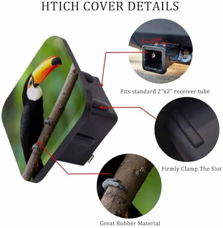 2 Inch Toucan Trailer Hitch Cover, Tropical Bird Toucan Tree Branch Hitch Cover - Image 3