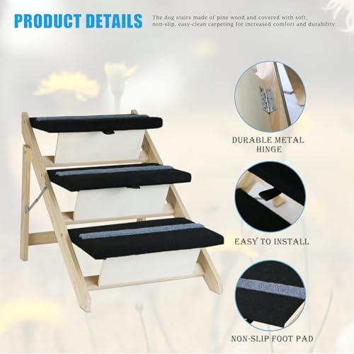 2-in-1 Indoor Pet Ramp, Wooden Folding 3-Tier Pet Stairs - Image 4