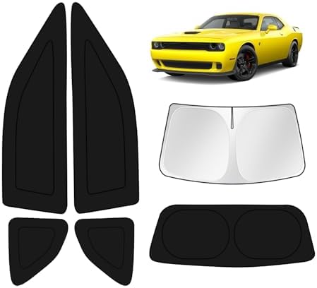 KUST Car Window Shades for Dodge Challenger 2015-2023 Windshield Sun Shade Side by KUST