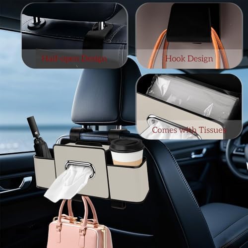 Car Back Seat Organizer with Tissue and Storage Hook - Image 4