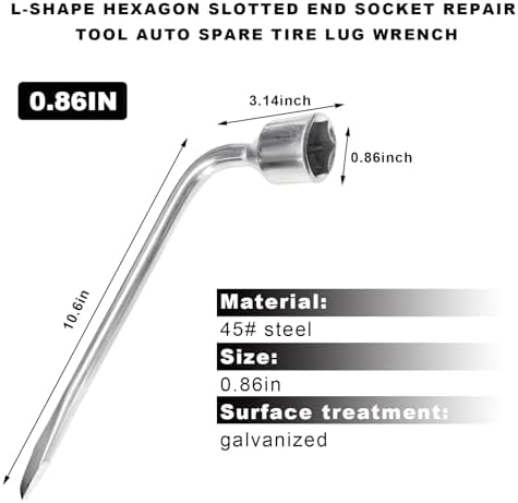 Car Spare Tire Wrench, 22mm L-Shaped Slotted End Socket Tire Replacement Tool - Image 2