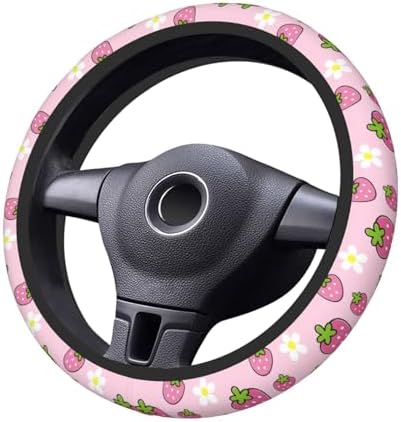 Cute Strawberry Steering Wheel Cover Anti-Slip and Practical 14.5-15 Inch - Image 7