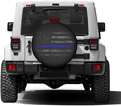 Thin Blue Line Spare Tire Cover Dust-Proof Wheel Tire Cover Fit Trailer - Image 2