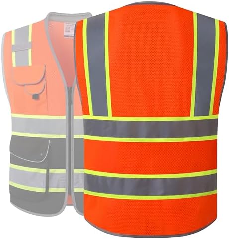 JKSafety Hi Vis Safety Vest for Men Women Cushioned Collar JK101 OBlack L - Image 5