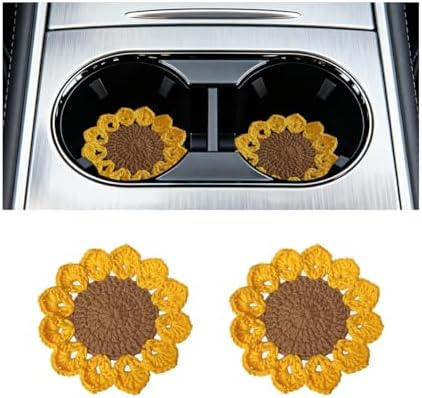 2PCS Handmade Crochet Car Cup Holder Coasters by TNAIYH
