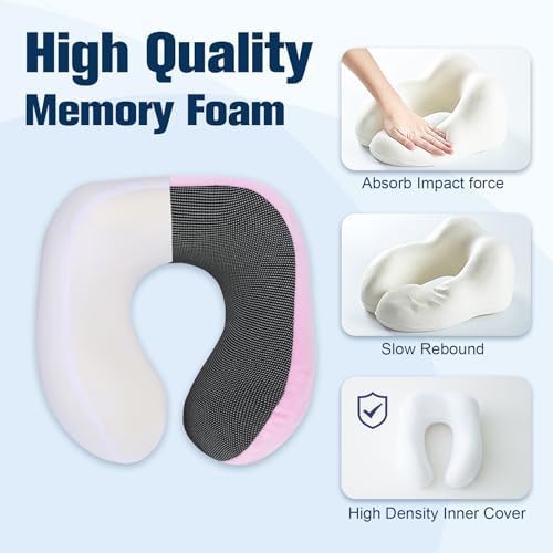 Cirorld Neck Pillow for Traveling, Travel Pillows for Airplanes Sakura Pink - Image 5