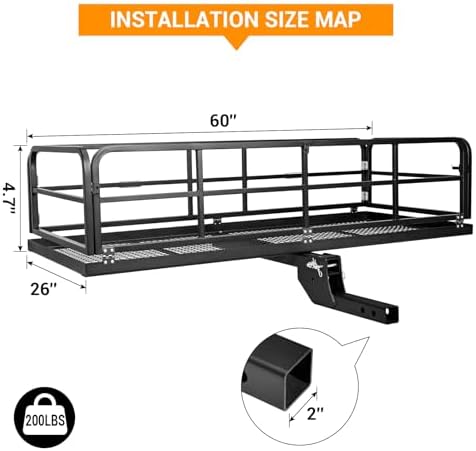 GarveeTech Hitch-Mounted Cargo Basket, 750 Lbs Capacity Vehicle Cargo Carrier - Image 3