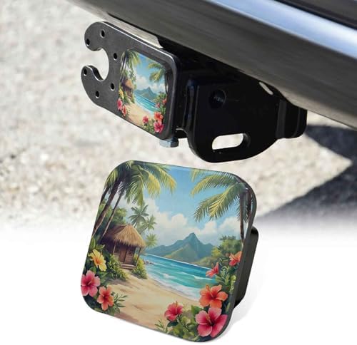 2 Inch Tropical Beach House Trailer Hitch Cover Rubber Receiver Tube Plug Cap by Unknown