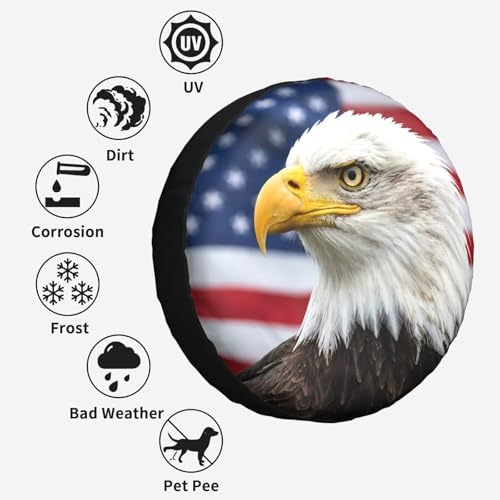 American Flag Bald Eagle Spare Tire Cover - Image 6