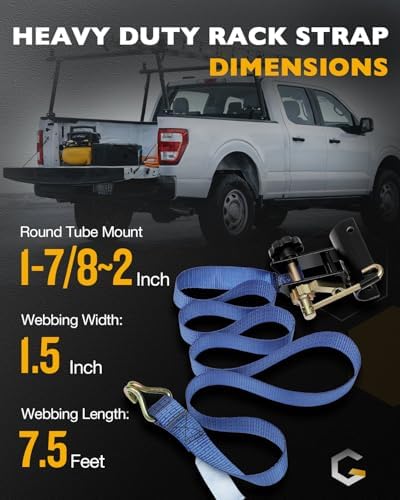 Ladder Rack Straps, Rack Ratchet Straps, Truck/Lumber/Pipe/Roof Rack Straps - Image 3