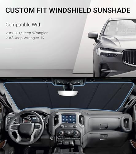 Pigenius Windshield Sunshade for Jeep Wrangler 2011-2017, Wrangler JK 2018 - Image 2