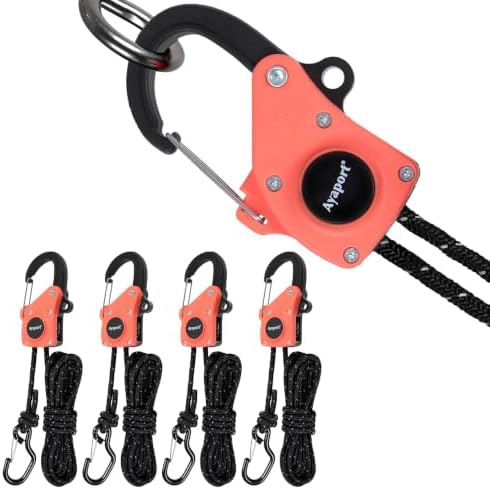 Ayaport 1/4" Adjustable Rope Tie Down Ratchet 4Pack, 15FT Ratchet Rope by Ayaport