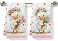 2 Pcs Cute Duck Kitchen Towels, Floral Soft Absorbent Hand Tea Towels by ZHAMEN