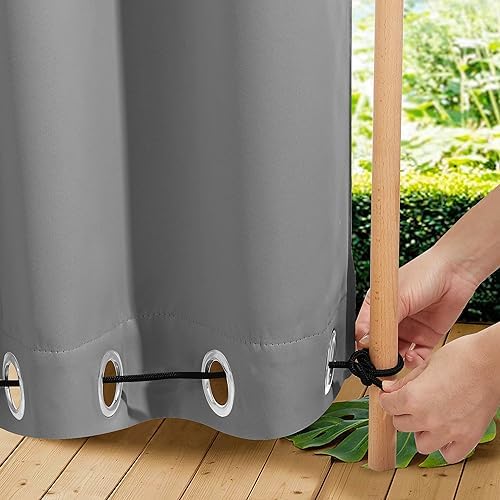NICETOWN Weighted Curtains for Patio Waterproof W66xL84 Silver Grey - Image 6