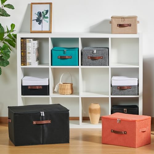 2PCS Storage Bins with Zipper Lids Decorative Lidded Basket Box - Image 5
