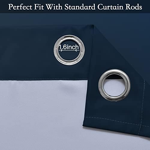 SimpleHome Ombre Curtains Navy Blue to Grey White - Image 4