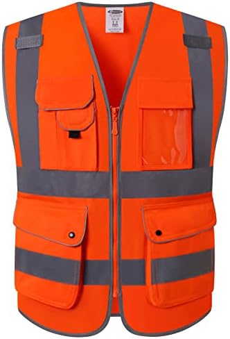 JKSafety Safety Vest for Men Women Reflective Hi Vis JK150 Orange L by JKSafety