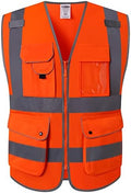 JKSafety Safety Vest for Men Women Reflective Hi Vis JK150 Orange L by JKSafety
