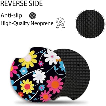 2pcs Colorful Flowers Car Cup Holder Coasters, Universal Non Slip Car - Image 3