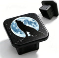 Trailer Hitch Cover Howling Wolf Against Moon Square 2 Inch Receiver Tube Plug by Unknown