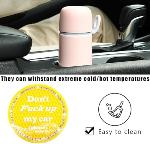 2 PCS Bling Car Cup Coaster, 2.75 Inch Anti-Slip Cup Holder Insert Coasters - Image 3