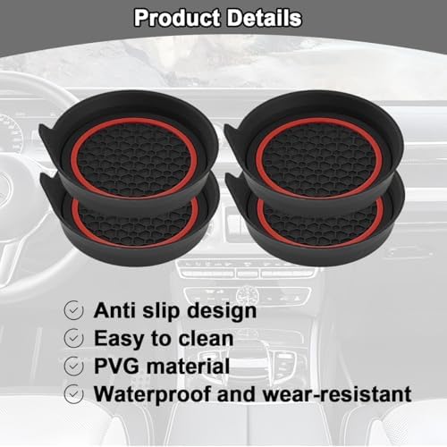 HZEL 4PCS 2.75 Inch PVC Car Cup Holder Coasters - Image 3