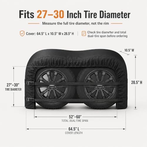 RV Tire Covers: Dual Axle Trailer Tire Cover Protect 4 Wheel 27"-30" - Image 2