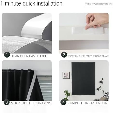 Portable Light Blocking Curtains Self Stick Design Removable Adhesive Window - Image 3
