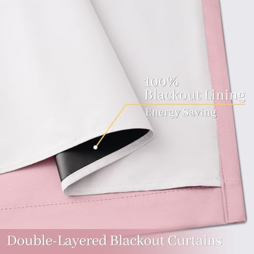 Yakamok Pink 100% Blackout Curtains 63 Inches Long - Image 4