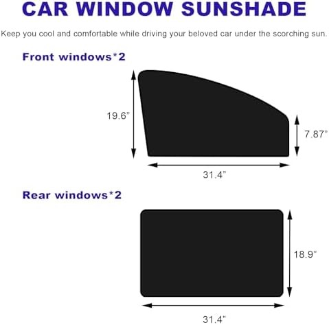 4 PCS Car Side Window Sun Shades, Magnetic Car Front Rear Window Sunshade - Image 2