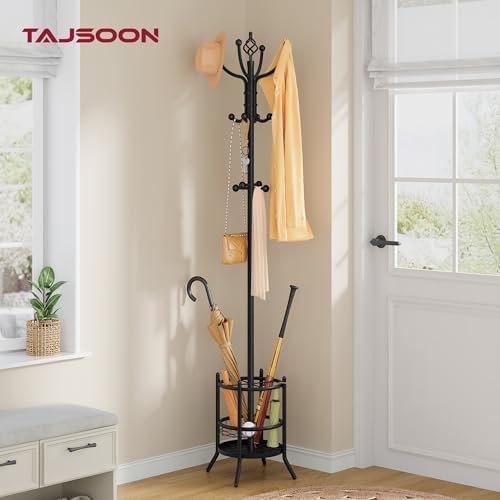 Tajsoon Coat Rack with Umbrella Holder, Coat Stand With 16 Hooks - Image 3