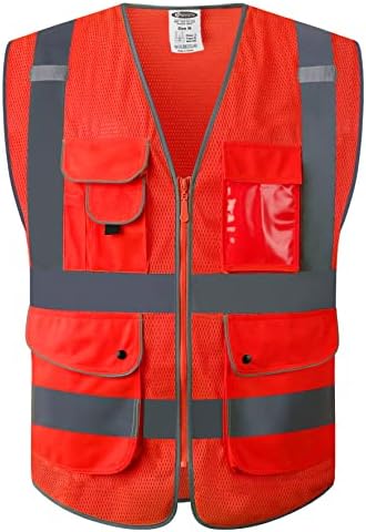 JKSafety Safety Vest for Men Women Reflective Hi Vis JK159 Red 2XL by JKSafety