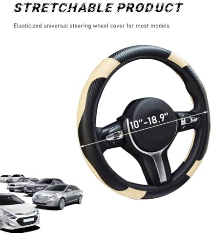 povtii Car Steering Wheel Cover, 15 Inch Leather Breathable Auto Steering Wheel - Image 2