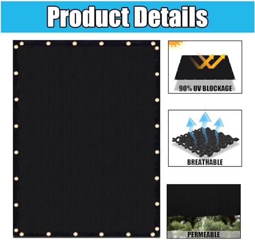Amagenix 90% Shade Fabric 5'X 13' Black Sun Shade Cloth - Image 3
