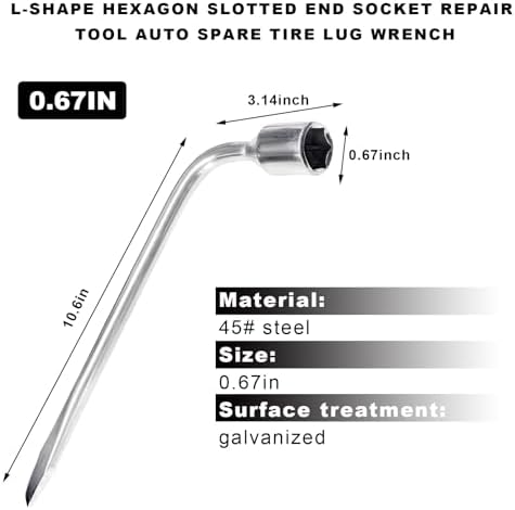 Car Spare Tire Wrench, 17mm L-Shaped Slotted End Socket Tire Replacement Tool - Image 2