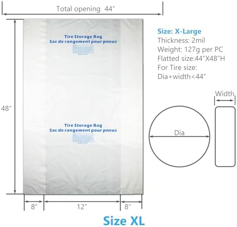 WHEEL CONNECT Tire Storage Bags. Made of Polyethylene LDPE Plastic, Extra-Large - Image 2