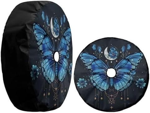 Blue Butterfly Flowers Spare Tire Cover - Image 3
