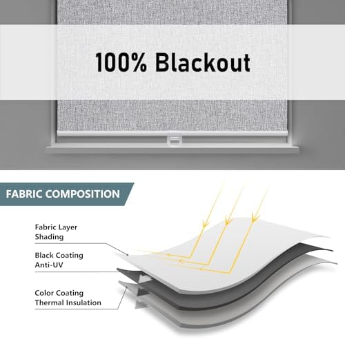 AOSKY Blackout Cordless Roller Shades, 27.5" W x 72" H, Heather Grey - Image 5
