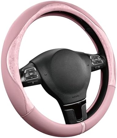 PIC AUTO Steering Wheel Cover, Universal Fit 14.5"–15.5", Soft PU Grain Leather by PICAUTO