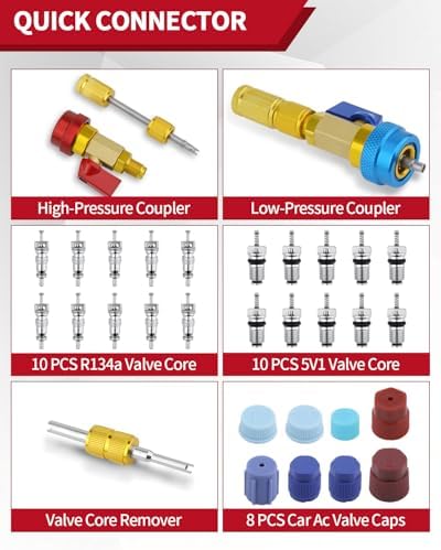 31Pcs R134A Valve Core Quick Remover Installer Tool, High Low Pressure AC Valve - Image 3