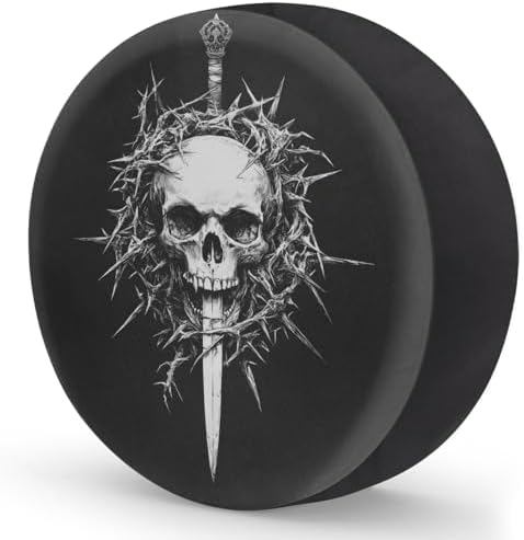 White Skull Art Spare Tire Cover Dust-Proof Wheel Protector - Image 2