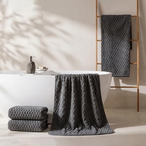 REDKISS 4 Pack Charcoal Gray Bath Towels - Image 5
