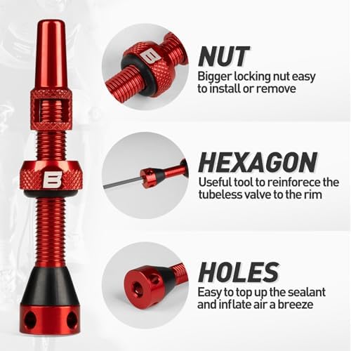 BWSHLF Tubeless Presta Valve Stem 40/44/55/60/65/80/100 mm, Super Light Alloy - Image 2