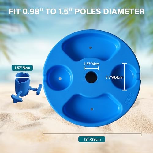 AMMSUN 13" Portable Beach Umbrella Table Tray Blue - Image 4