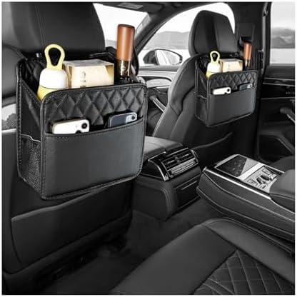 2 PCS Car Back Seat Organizer, Foldable Leather Backseat Hanging Storage Bag by Unknown