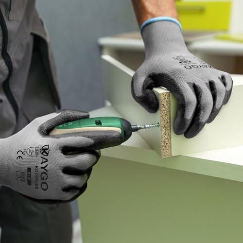 KAYGO Safety Work Gloves for Men Women, PU Coated Palm & Fingers - Image 5