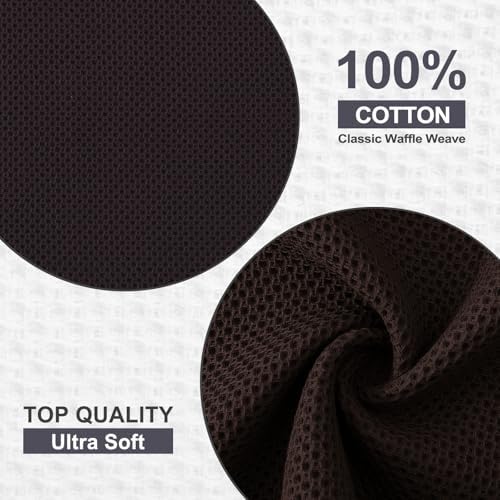 Kitinjoy 100% Cotton Waffle 6-Pack Kitchen Towels, Dark Brown - Image 2