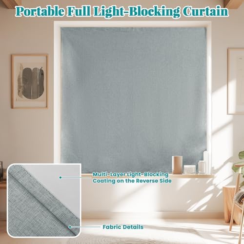 100% Blackout Self Adhesive Curtains, Fabric Temporary Window Coverings Easy to - Image 6
