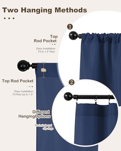 Outdoor Curtains for Patio Waterproof Rod Pocket 4 Pcs 54x84 Inch Navy - Image 3